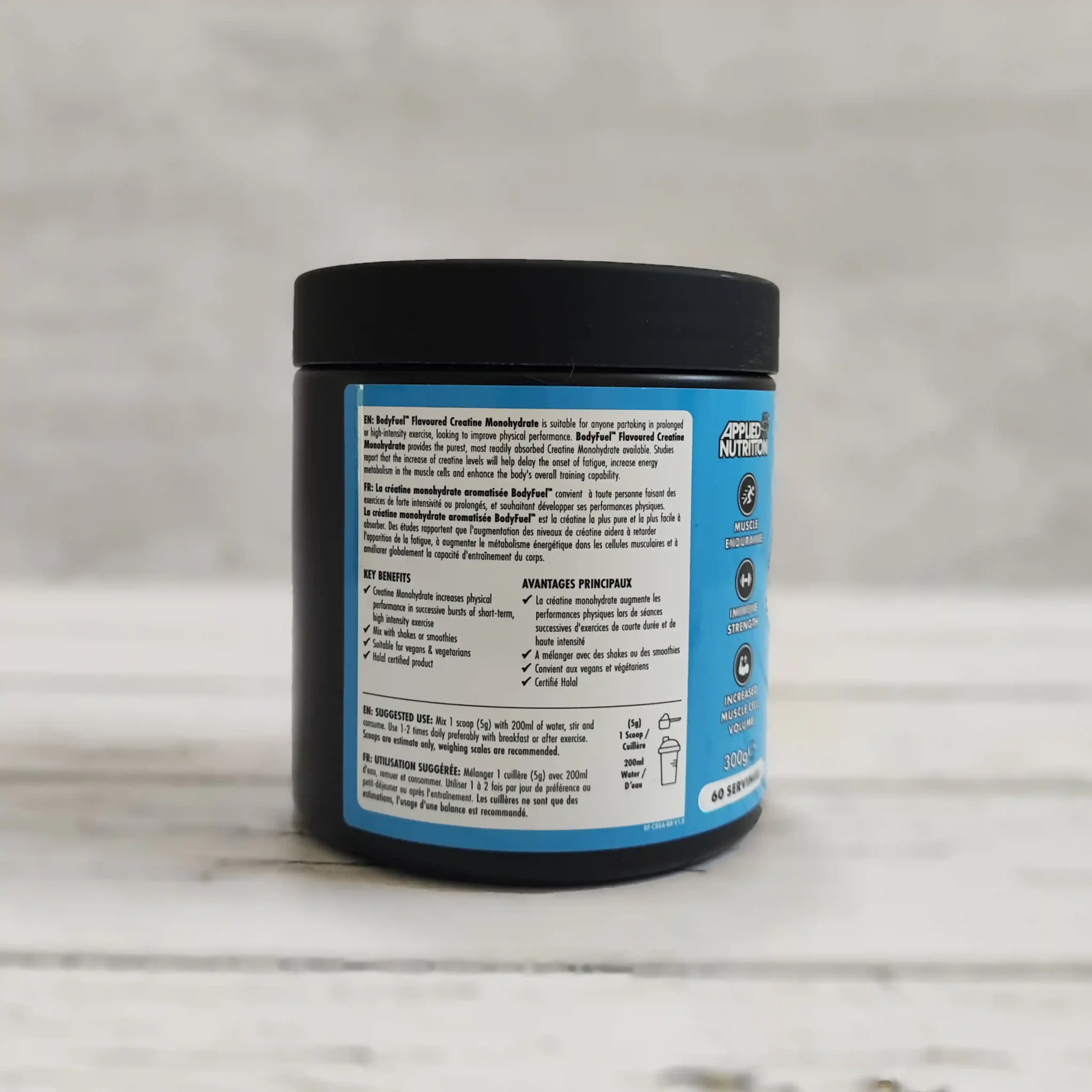 کراتین طعم دار مونوهیدرات ۳۰۰ گرمی بادی فوئل اپلاید